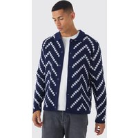 Langärmliges gestreiftes Strick-Hemd von boohooman