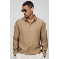 Langärmliges kastiges Oversize Hemd in Knitteroptik von boohooman