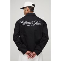 Langärmliges kastiges Oversize Hemd mit Print - Schwarz - M, Schwarz von boohooman