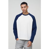 Langärmliges kastiges Oversize T-Shirt in Waffeloptik - Blau - XS, Blau Langärmliges kastiges Oversize T-Shirt in Waffeloptik - Blau - XS, Blau von boohooman