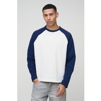 Langärmliges kastiges Oversize T-Shirt in Waffeloptik von boohooman