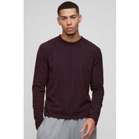 Langärmliges kastiges Zopfmuster-Sweatshirt - Lila - S, Lila Langärmliges kastiges Zopfmuster-Sweatshirt - Lila - S, Lila von boohooman