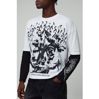 Langärmliges kastiges schwarzes Oversize T-Shirt von boohooman