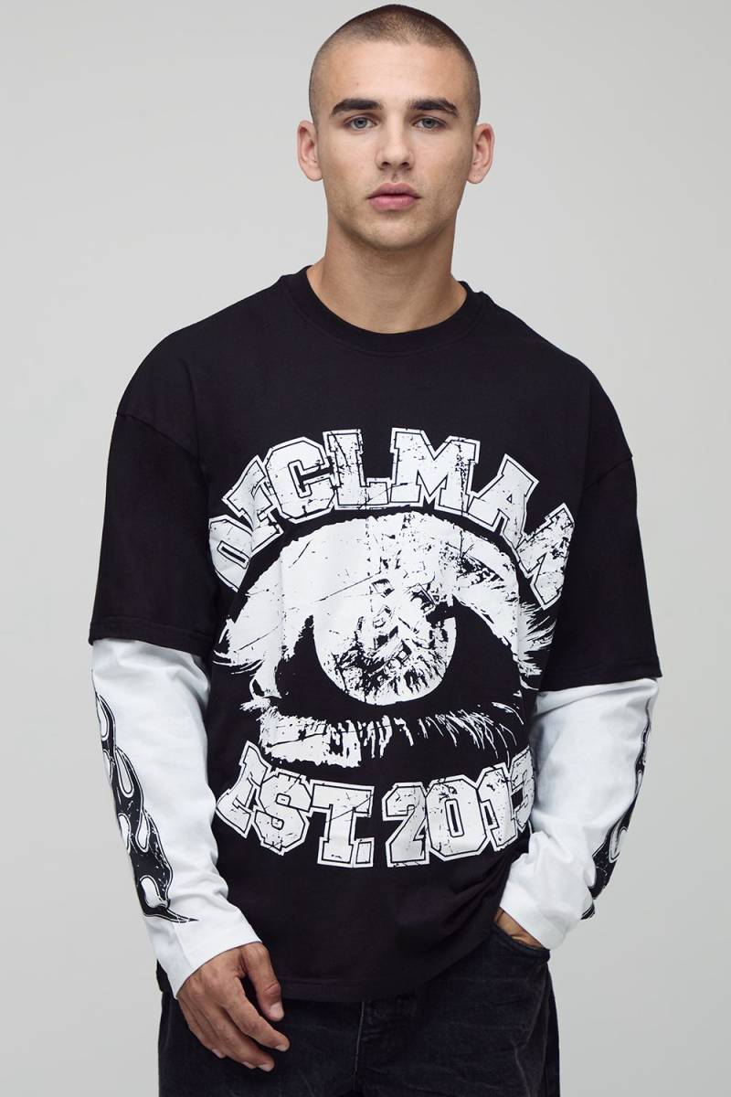 Langärmliges schwarzes Oversize Official Man T-Shirt von boohooman