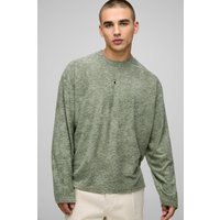 Langärmliges strukturiertes Oversize T-Shirt - Grün - XL, Grün Langärmliges strukturiertes Oversize T-Shirt - Grün - XL, Grün von boohooman