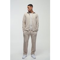 Langärmliges strukturiertes Stretch-Hemd und Hose von boohooman