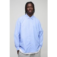 Langärmliges super Oversize Hemd mit Streifen - Blau - M, Blau Langärmliges super Oversize Hemd mit Streifen - Blau - M, Blau von boohooman