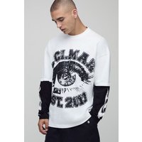 Langärmliges weißes Oversize Official Man T-Shirt von boohooman