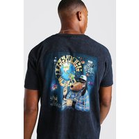 Lizenziertes Oversized-T-Shirt mit „Death Row“-Print und Acid-Waschung von boohooman