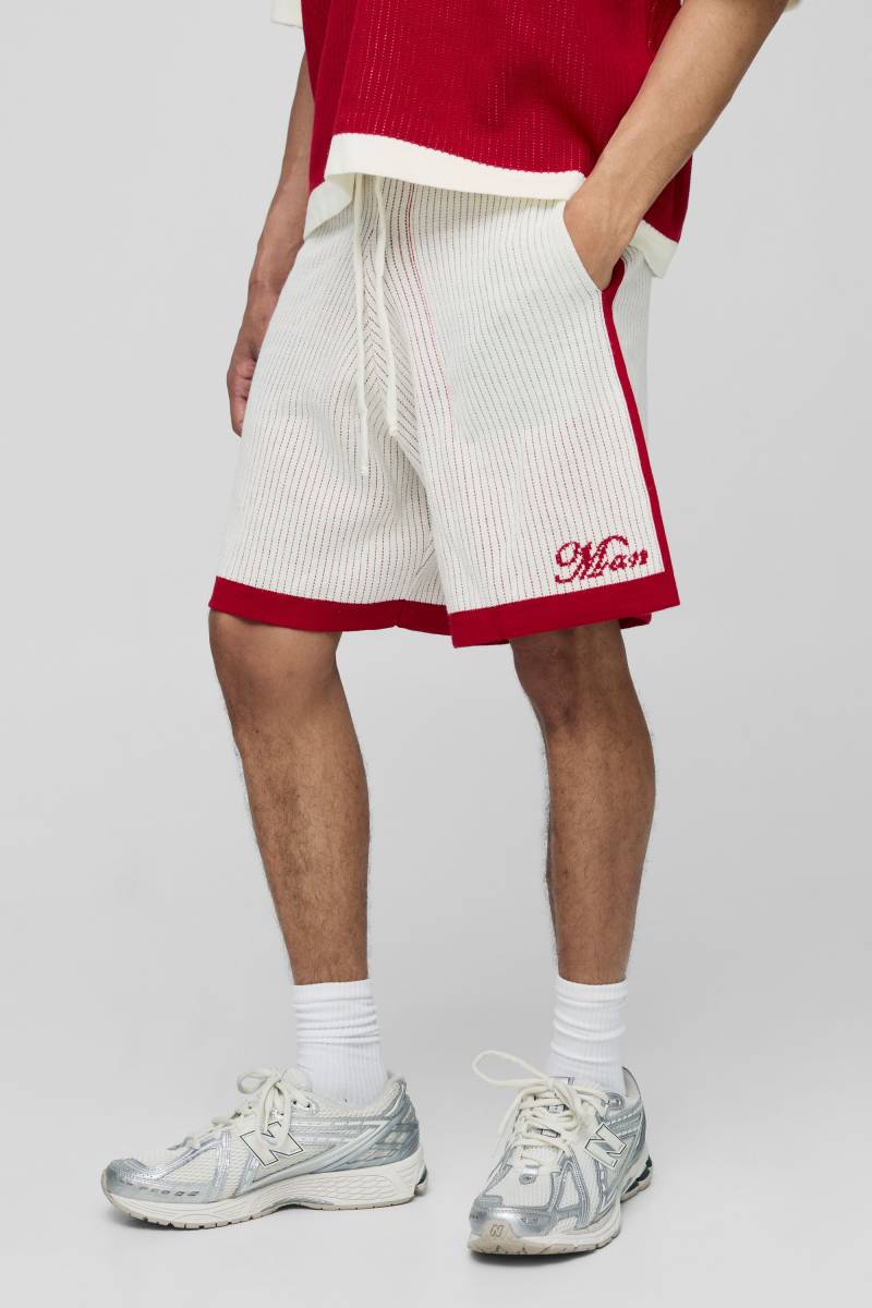 Lockere, gerippte Man-Shorts - Ecru - XS, Ecru von boohooman