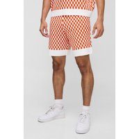 Lockere, karierte Jacquard Shorts - Orange - S, Orange Lockere, karierte Jacquard Shorts - Orange - S, Orange von boohooman