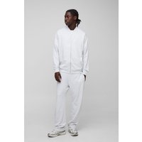 Lockere Basic Lightweight Bomberjacke & Jogginghose mit geradem Bein - Grau - S, Grau von boohooman