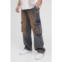 Lockere Cargo-Jeans mit Vintage-Waschung von boohooman