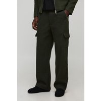 Lockere Hose in Wolloptik - Khaki - 28, Khaki von boohooman