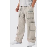 Lockere Hose mit elastischem Bund - Khaki - XL, Khaki von boohooman