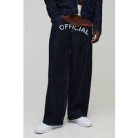 Lockere Jeans mit Official Print - Indigo - 36R, Indigo von boohooman