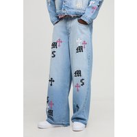 Lockere Jeans mit PU-Applikation von boohooman