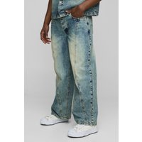 Lockere Jeans mit Sternen-Applikation - Blau - 30R, Blau von boohooman