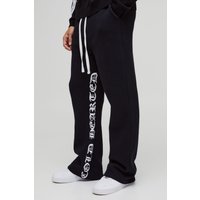 Lockere Jogginghose mit Gothic-Print - Schwarz - L, Schwarz von boohooman