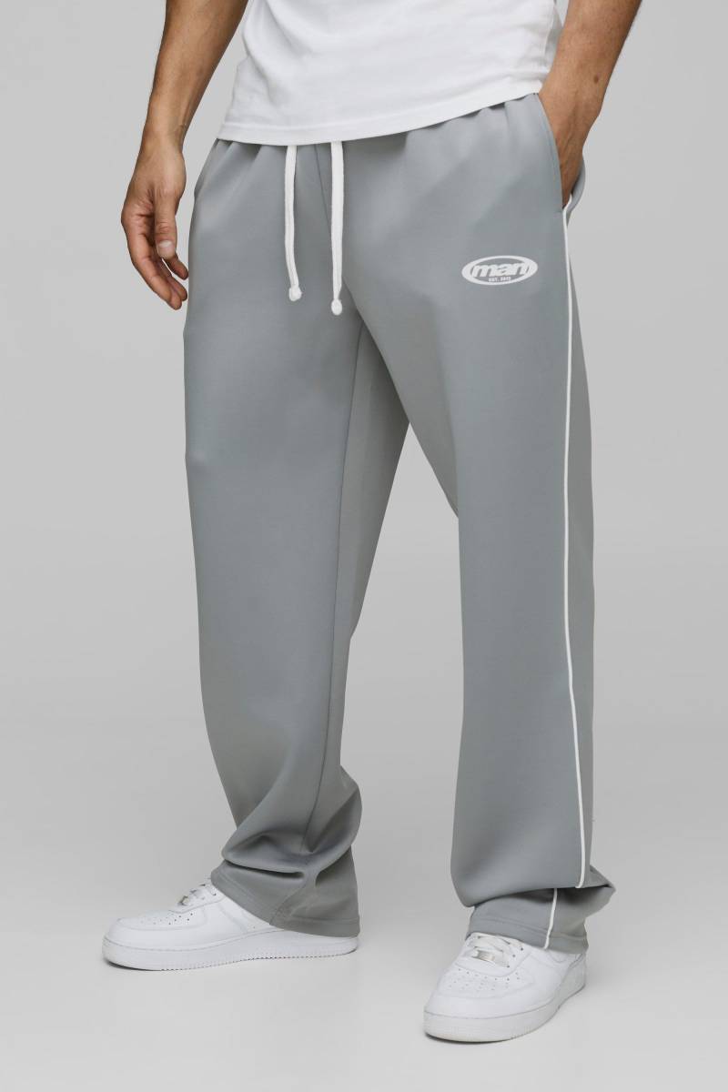 Lockere Man Trikot-Jogginghose mit Paspeln - Grau - M, Grau von boohooman