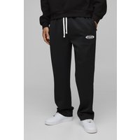 Lockere Man Trikot-Jogginghose mit Paspeln - Schwarz - L, Schwarz von boohooman
