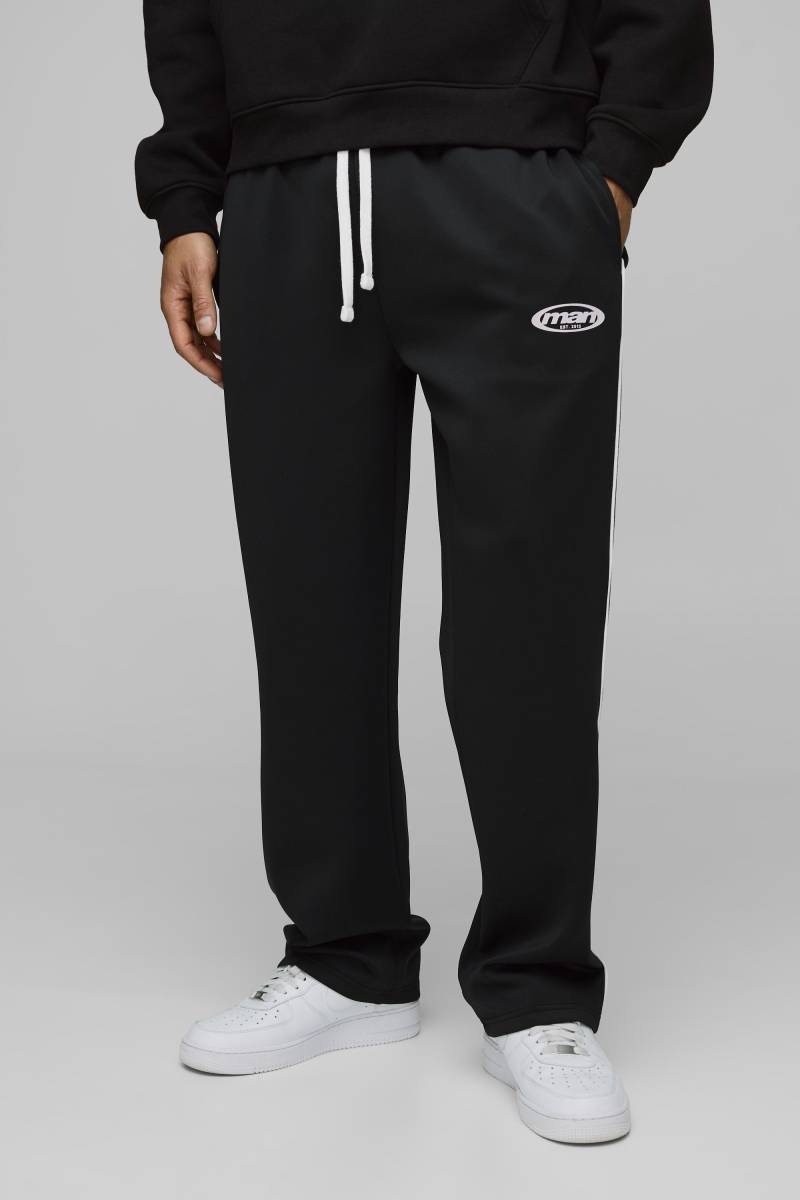 Lockere Man Trikot-Jogginghose mit Paspeln - Schwarz - S, Schwarz von boohooman