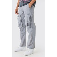 Lockere Nylon-Cargohose in Knitteroptik - Grau - 30, Grau von boohooman