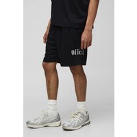 Lockere Official Mesh-Shorts mit Spitzen-Applikation - Schwarz - XS, Schwarz von boohooman