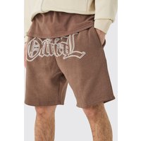 Lockere Shorts mit Official-Print - Braun - XS, Braun von boohooman