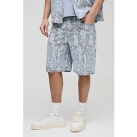 Lockere Shorts mit Print - Blau - XS, Blau Lockere Shorts mit Print - Blau - XS, Blau von boohooman