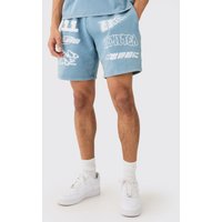 Lockere Shorts mit Print - Blau - XS, Blau Lockere Shorts mit Print - Blau - XS, Blau von boohooman