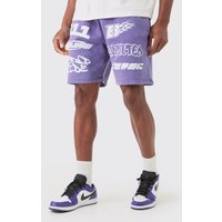 Lockere Shorts mit Print - Lila - XS, Lila Lockere Shorts mit Print - Lila - XS, Lila von boohooman