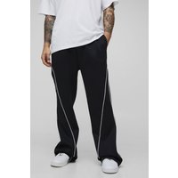 Lockere Trikot-Jogginghose mit Paspeln - Schwarz - M, Schwarz von boohooman