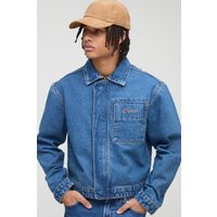 Lockere bestickte Jeansjacke mit verdeckter Knopfleiste - Blau - S, Blau Lockere bestickte Jeansjacke mit verdeckter Knopfleiste - Blau - S, Blau von boohooman