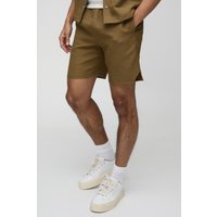 Lockere gepolsterte Shorts mit abstraktem Print - Khaki - XS, Khaki von boohooman