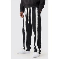 Lockere gestreifte Jogginghose mit rohem Saum - Schwarz - XS, Schwarz Lockere gestreifte Jogginghose mit rohem Saum - Schwarz - XS, Schwarz von boohooman