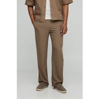 Lockere strukturierte Hose mit elastischem Bund - Braun - XS, Braun Lockere strukturierte Hose mit elastischem Bund - Braun - XS, Braun von boohooman