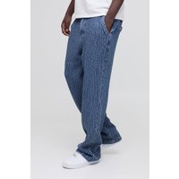 Lockere strukturierte Jeans - Blau - 32R, Blau von boohooman