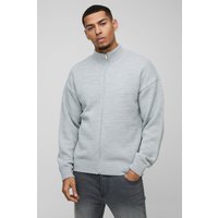 Lockerer Bouclee-Strickpullover mit Reißverschluss - Grau - XS, Grau von boohooman