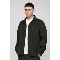 Lockeres Cord-Overshirt mit Taschen - Grün - S, Grün von boohooman