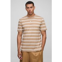 Lockeres gestreiftes Rundhals T-Shirt von boohooman