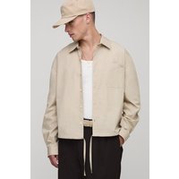 Long Sleeve Embroidered Boxy Oversized Bungee Hem Poplin Shirt - Grau - S, Grau Long Sleeve Embroidered Boxy Oversized Bungee Hem Poplin Shirt - Grau - S, Grau von boohooman
