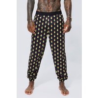 Loungewear-Jogginghose mit Flammen-Print - Schwarz - M, Schwarz von boohooman