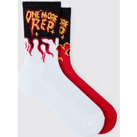 2er-Pack Man Active One More Rep Flammen Socken - Mehrfarbig - 5-8, Mehrfarbig von boohooman