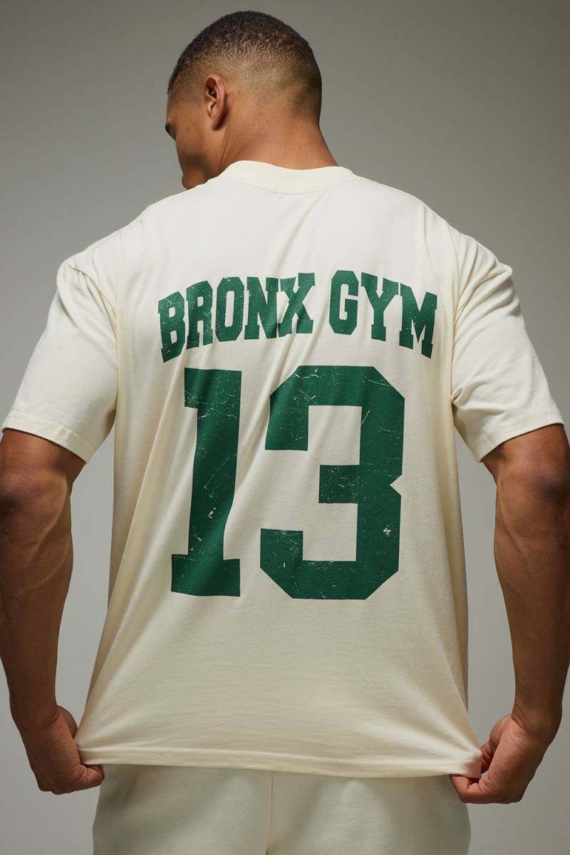 Man Active Bronx Gym Oversize T-Shirt - Ecru - XS, Ecru von boohooman
