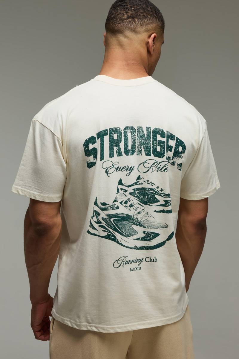 MAN Active Oversize T-Shirt mit Stronger Every Milk Print - Ecru - XS, Ecru von boohooman