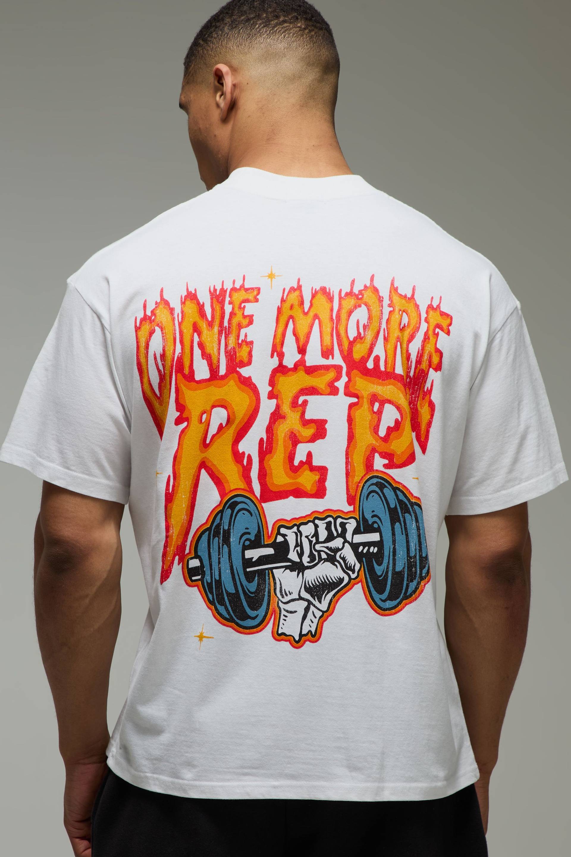 MAN Active T-Shirt mit One More Rep Print - Weiß - XS, Weiß von boohooman