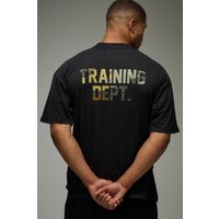 Man Active Oversize Camouflage T-Shirt - Schwarz - M, Schwarz von boohooman