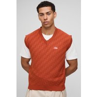 Kastiges Man vesttop mit Stickerei - Orange - L, Orange Kastiges Man vesttop mit Stickerei - Orange - L, Orange von boohooman