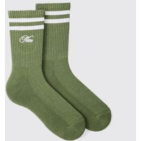 MAN Embroidered Sports Socks - Grün - 8-12, Grün von boohooman